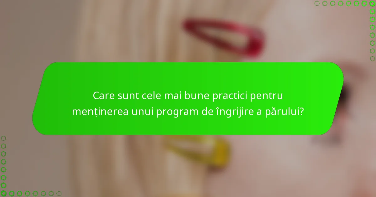 Care sunt cele mai bune practici pentru menținerea unui program de îngrijire a părului?