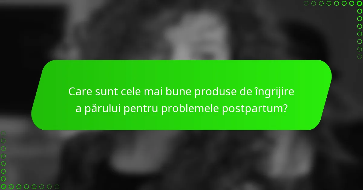 Care sunt cele mai bune produse de îngrijire a părului pentru problemele postpartum?