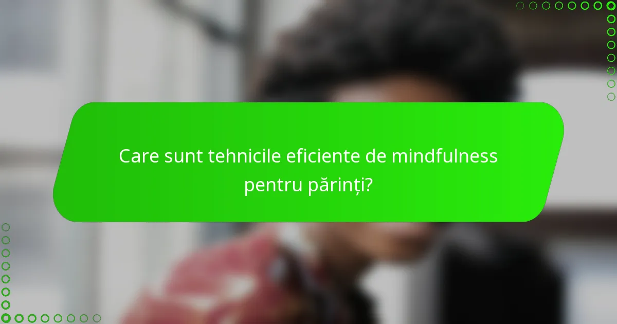 Care sunt tehnicile eficiente de mindfulness pentru părinți?