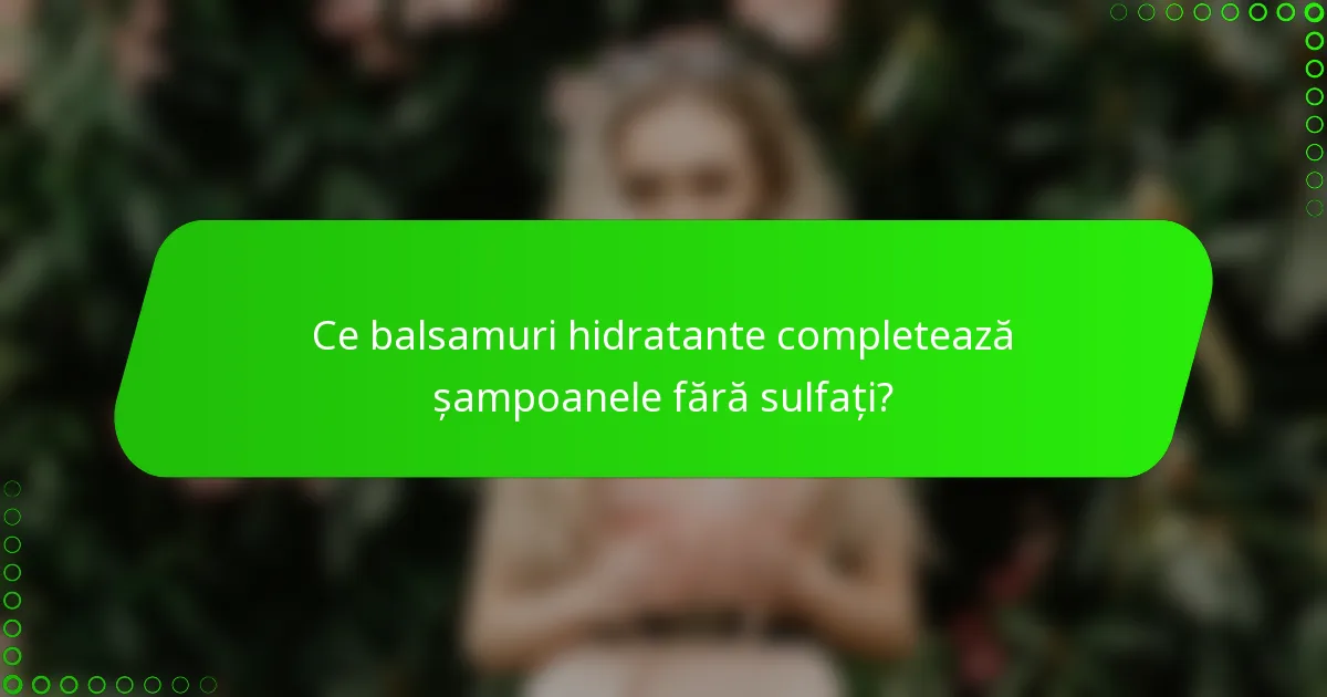 Ce balsamuri hidratante completează șampoanele fără sulfați?