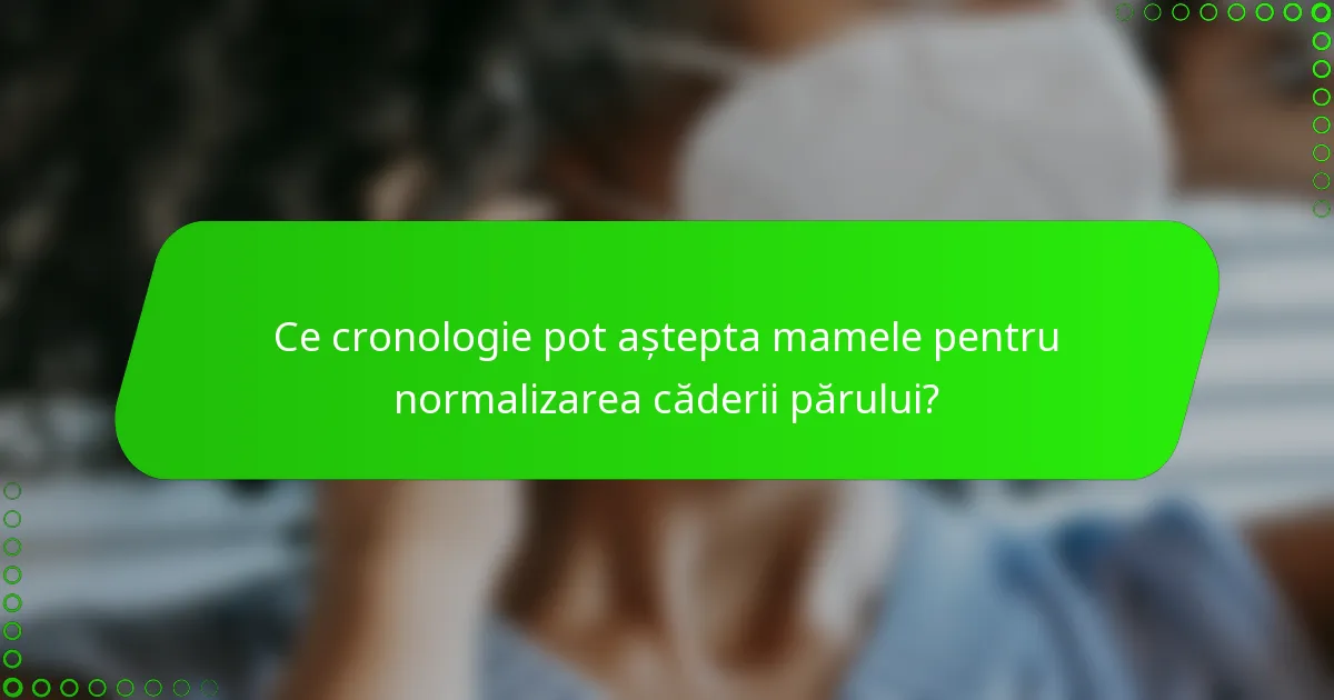 Ce cronologie pot aștepta mamele pentru normalizarea căderii părului?