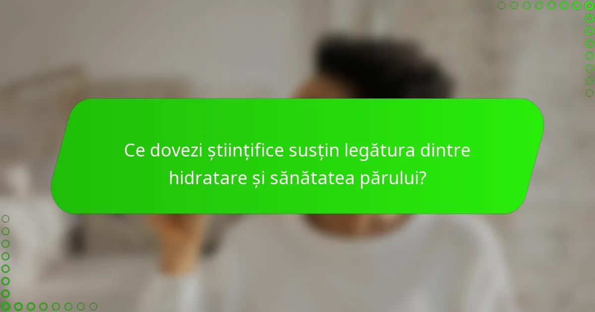Ce dovezi științifice susțin legătura dintre hidratare și sănătatea părului?