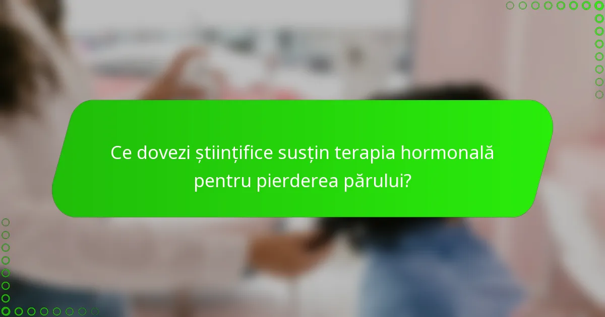 Ce dovezi științifice susțin terapia hormonală pentru pierderea părului?