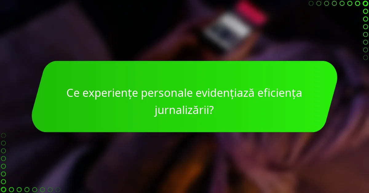 Ce experiențe personale evidențiază eficiența jurnalizării?