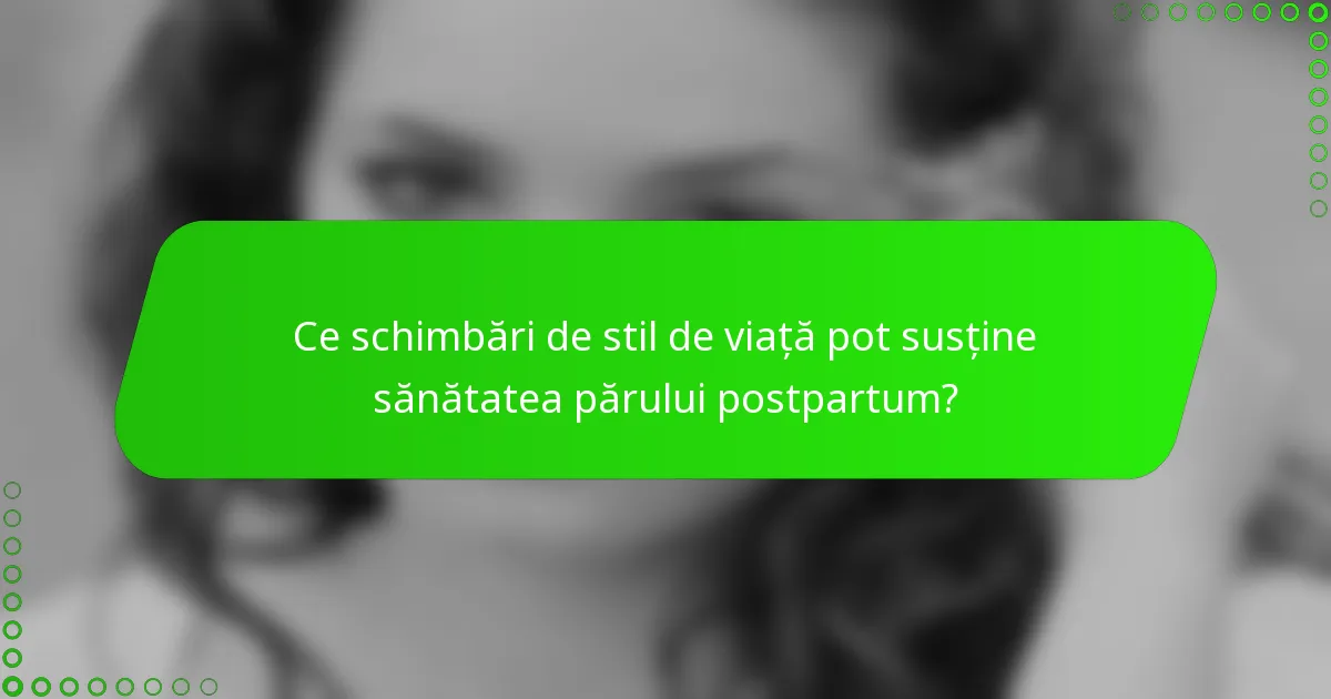 Ce schimbări de stil de viață pot susține sănătatea părului postpartum?