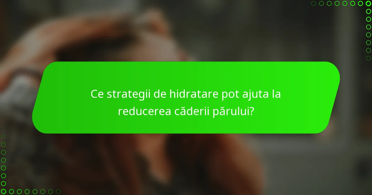 Ce strategii de hidratare pot ajuta la reducerea căderii părului?
