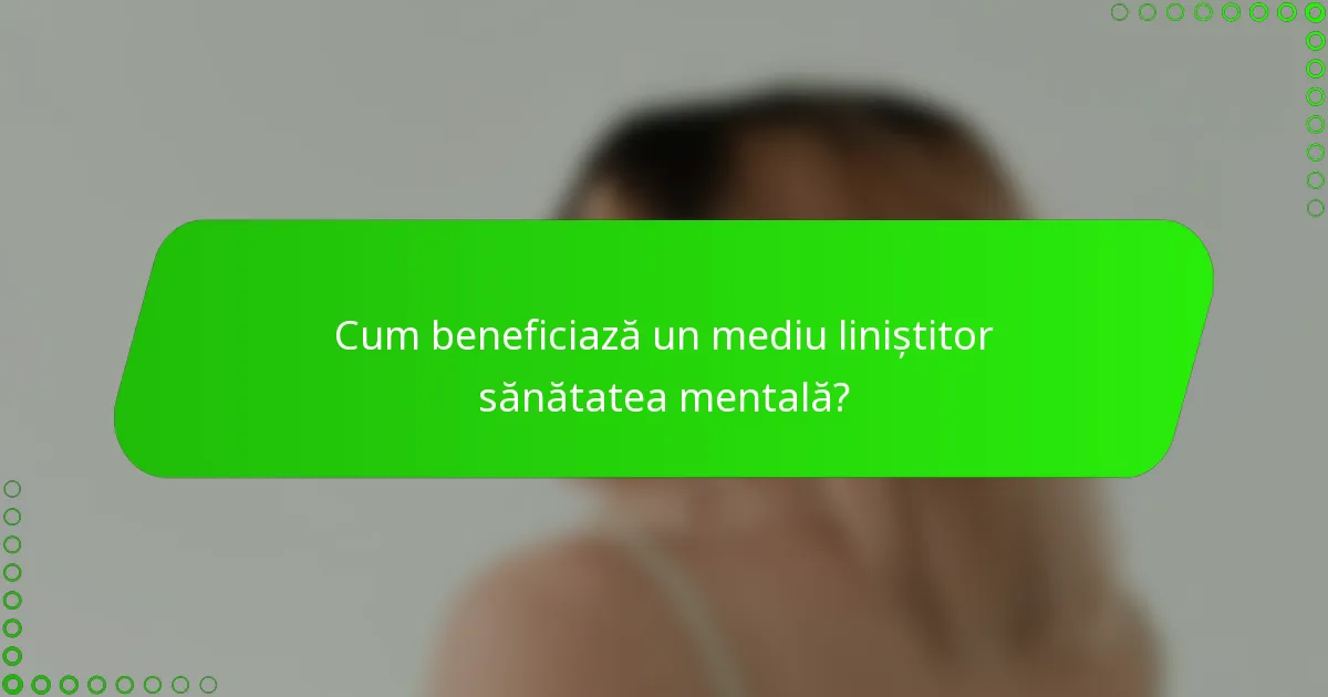Cum beneficiază un mediu liniștitor sănătatea mentală?