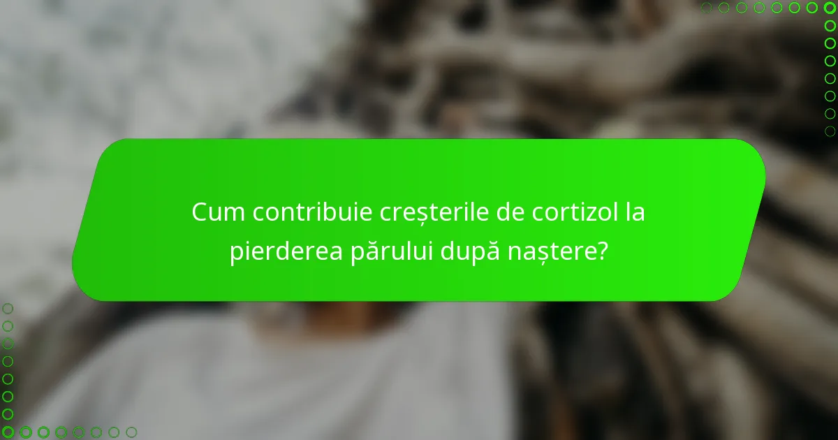 Cum contribuie creșterile de cortizol la pierderea părului după naștere?