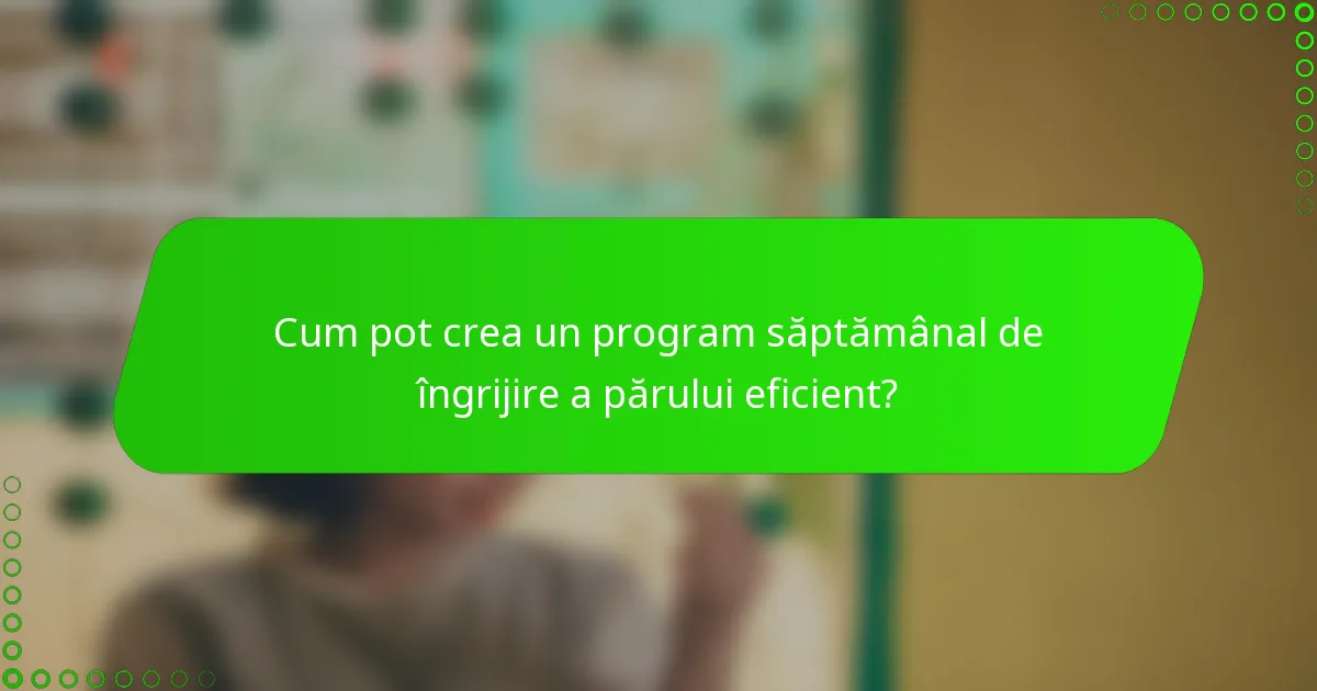 Cum pot crea un program săptămânal de îngrijire a părului eficient?