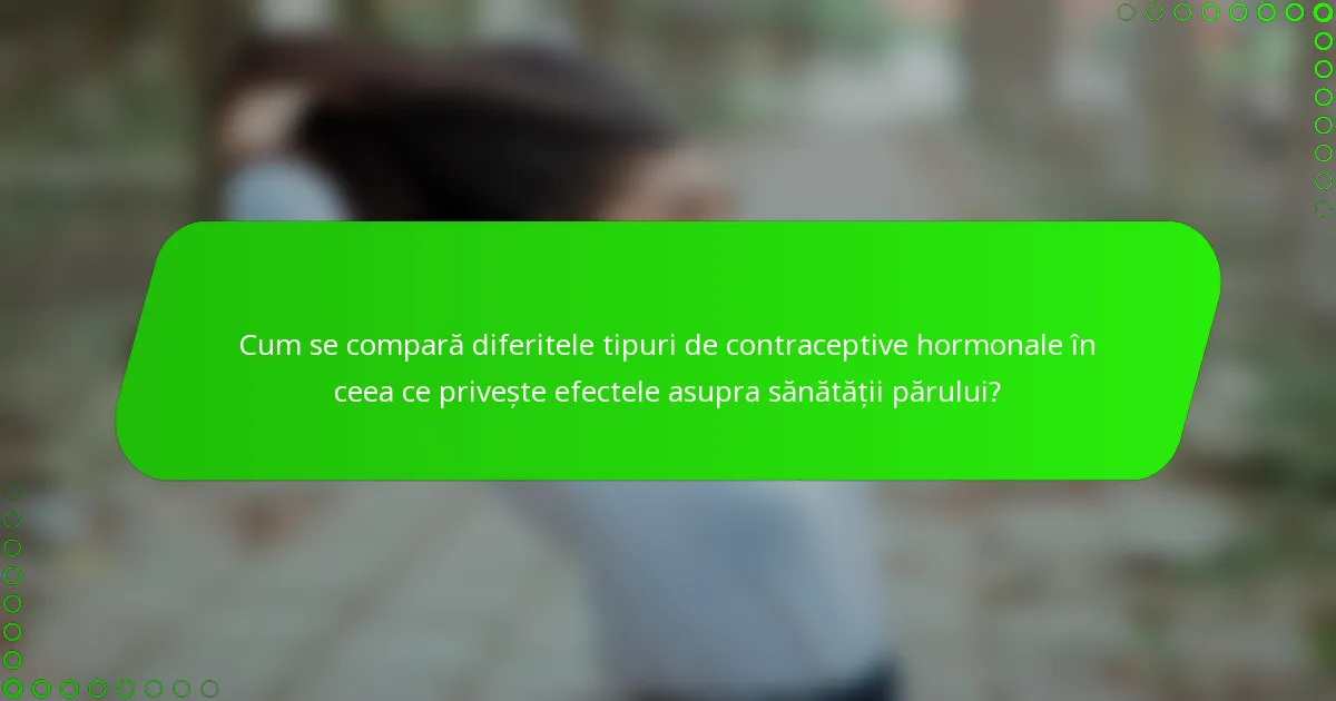 Cum se compară diferitele tipuri de contraceptive hormonale în ceea ce privește efectele asupra sănătății părului?